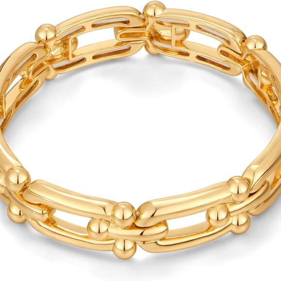Gold Stretch Bracelet Women Adjustable Chain Bangle Statement Jewelry - Picture 1 of 8